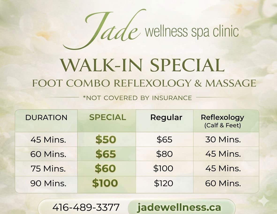 Jade Walk IN Special COMBO Relflexology & Massage Spring 2026
